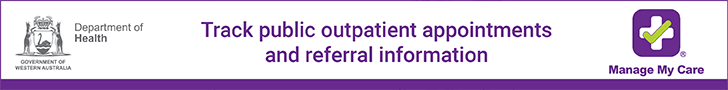 Manage My Care website banner (728 x 90): Track public outpatient appointments and referral information